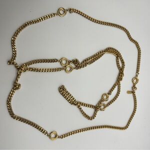 Monet long Gold tone Chain necklace with Ring Accents